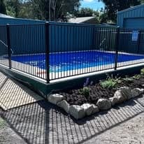 Pool fencing and garden bed